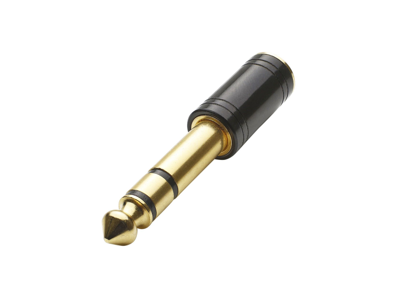 Adapter HICON JS6JS3-MF-SW mini-jack 3,5 mm żeńskie / jack męskie 6,3 mm stereo proste, czarne