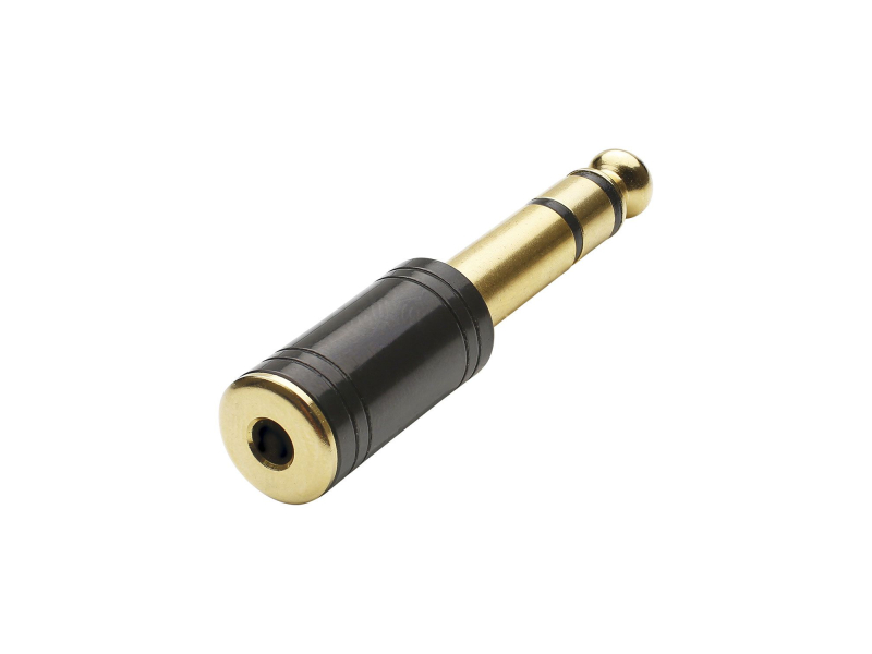 Adapter HICON JS6JS3-MF-SW mini-jack 3,5 mm żeńskie / jack męskie 6,3 mm stereo proste, czarne