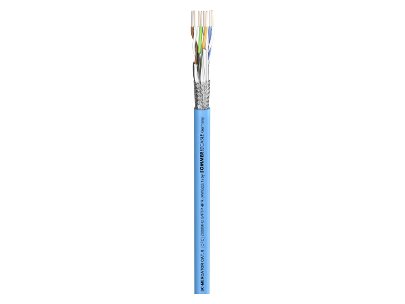 SOMMER CABLE MERCATOR CAT.8.1 CPR-Version; LSZH; blue, O 8,20 mm; B2ca; 40Gbit/s 2000 MHz