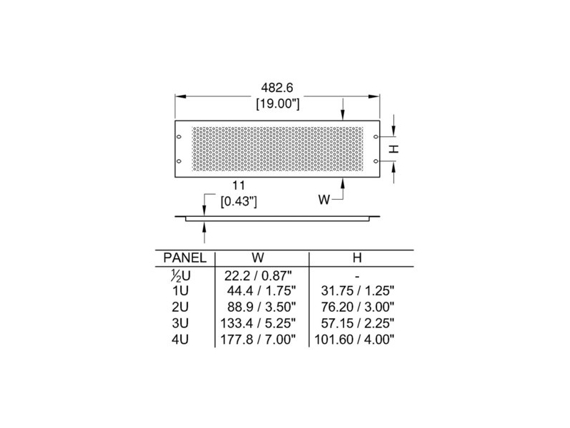 PENN ELCOM R1286/3UVk panel rack / blank perforowany 3U-344